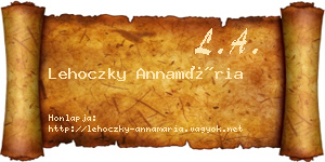 Lehoczky Annamária névjegykártya